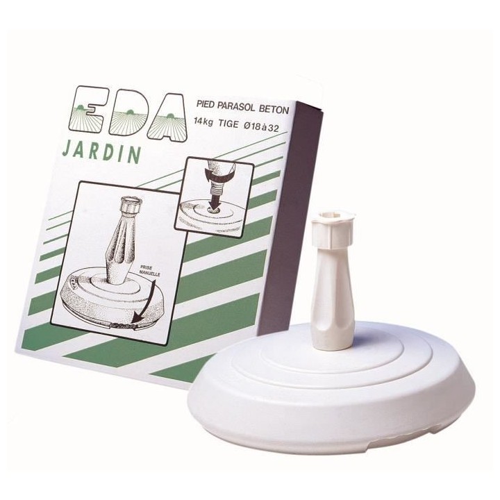 EDA PLASTIQUE Pied de parasol béton rond - Blanc - 14kg