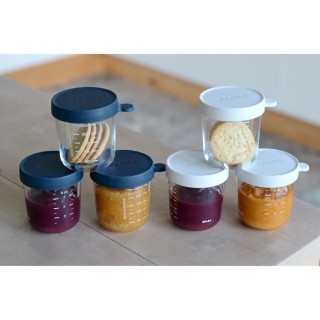 BEABA Pack 6 portions verre (250 ml dark blue / 250 ml light mist)