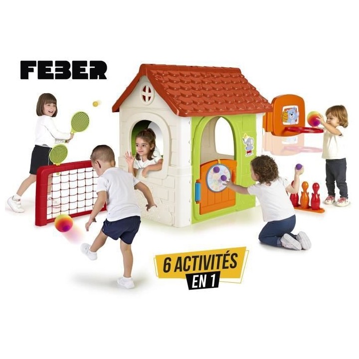FEBER - Maison de jeu avec 6 activités sportives inclues et accessoir