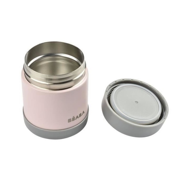Béaba Portion Pot de Conservation Inox Isotherme Gris Rose 300ml