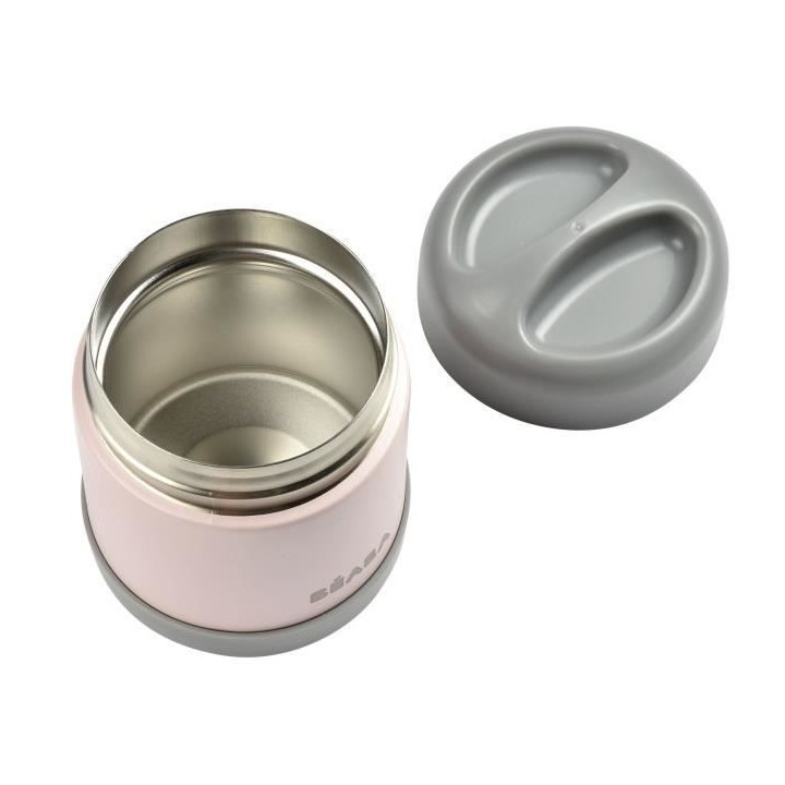 Béaba Portion Pot de Conservation Inox Isotherme Gris Rose 300ml