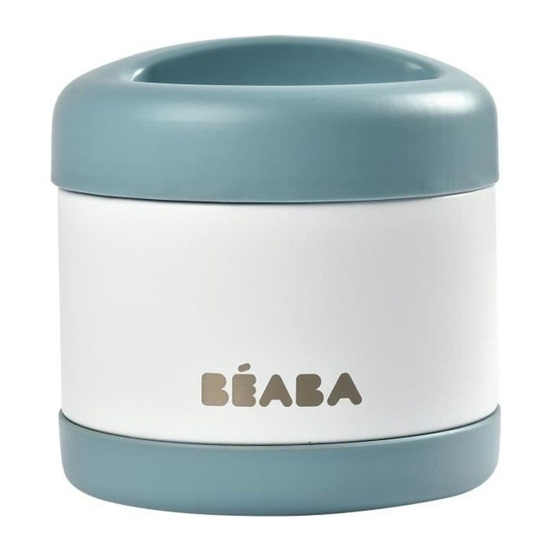 Béaba Portion Pot de Conservation Inox Isotherme Bleu Blanc 500ml