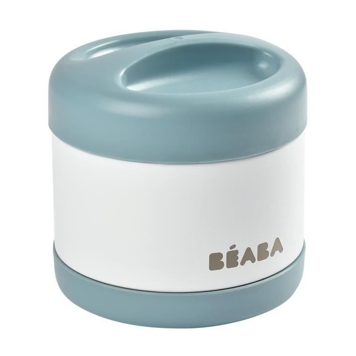 Béaba Portion Pot de Conservation Inox Isotherme Bleu Blanc 500ml