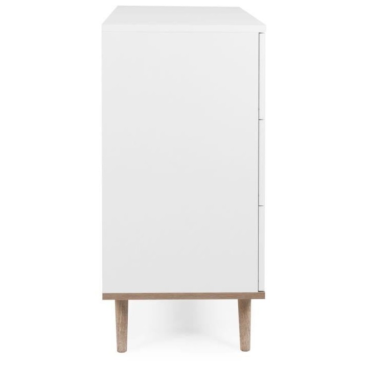 Commode Göteborg - 3 tiroirs - Décor chene sonoma Blanc - Scandinave