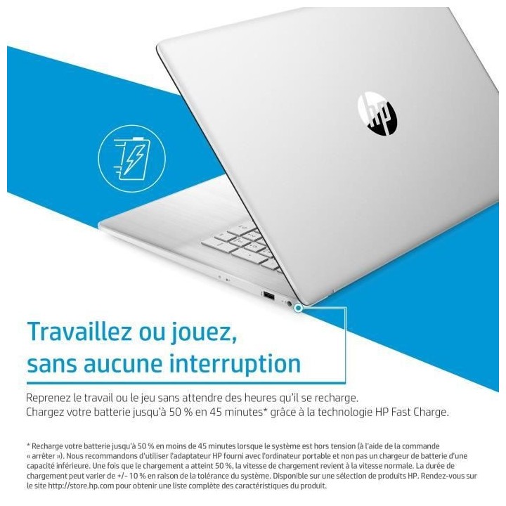 PC Portable HP 17-cn0571nf - 17,3 FHD - Intel Core i7-1165G7 - RAM 16G