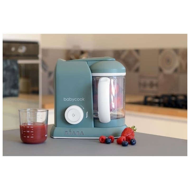 BEABA, Babycook Solo, Robot bébé 4 en 1, Cuiseur, Mixeur - Eucalyptu