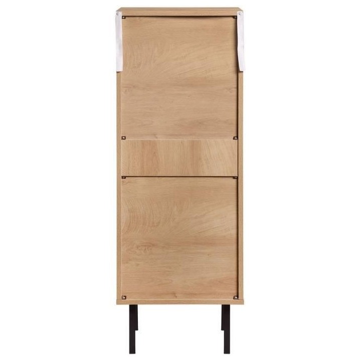 Commode haute 5 tiroirs - En panneaux de particules avec piétement en