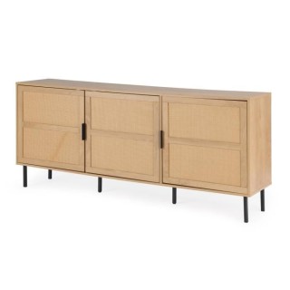 Buffet long 3 portes - en rotin et Pieds métal noir - 3 portes - styl