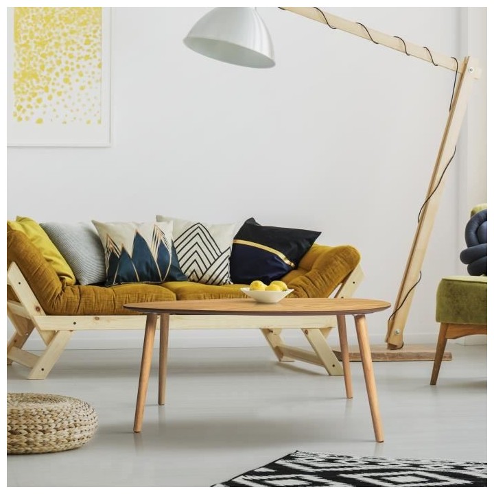 Table basse - Imitation bois - Scandinave - L 92cm x P 60cm x H 40 cm