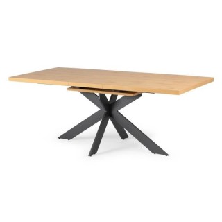 Table a manger extensible - Décor chene et métal noir - RAVEN - L 16