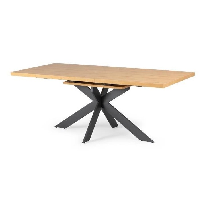 Table a manger extensible - Décor chene et métal noir - RAVEN - L 16