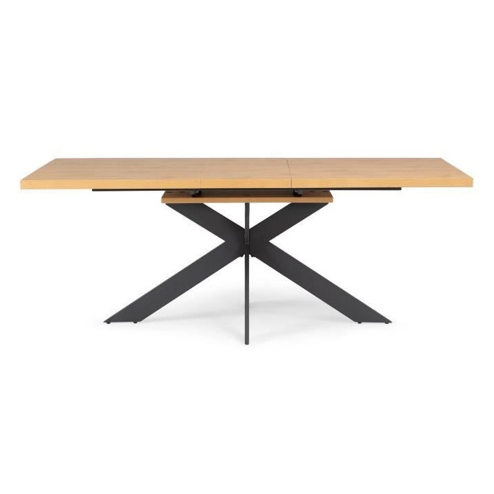 Table a manger extensible - Décor chene et métal noir - RAVEN - L 16