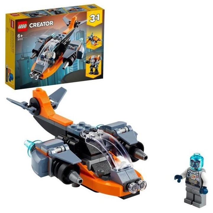 LEGO Creator 3-en-1 31111 Le Cyber Drone, Jouet de Construction, Figur