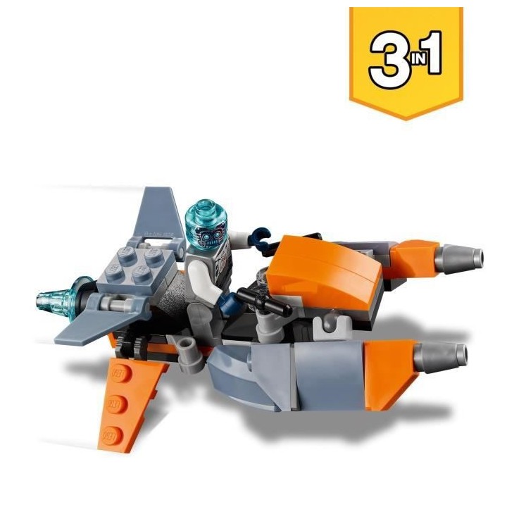 LEGO Creator 3-en-1 31111 Le Cyber Drone, Jouet de Construction, Figur