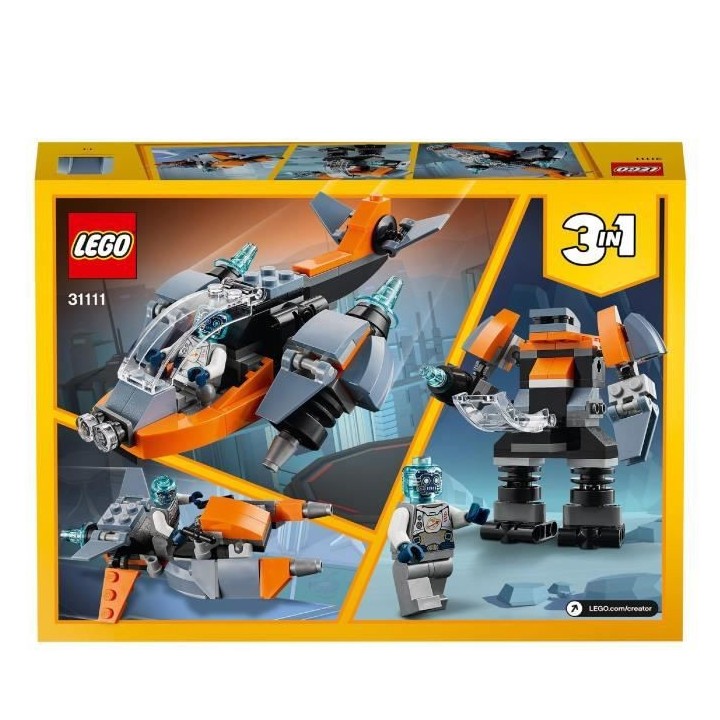 LEGO Creator 3-en-1 31111 Le Cyber Drone, Jouet de Construction, Figur