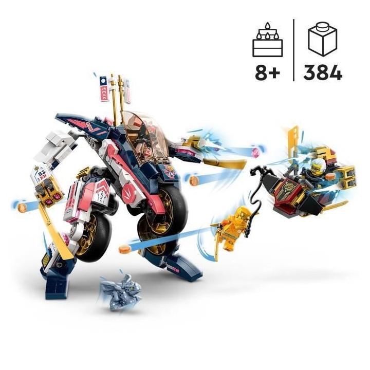 LEGO NINJAGO 71792 Le Robot Bolide Transformable de Sora, Jouet de Nin
