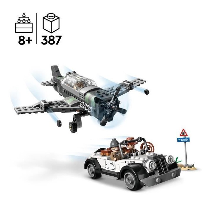 LEGO Indiana Jones 77012 La Poursuite en Avion de Combat, Jouet avec M