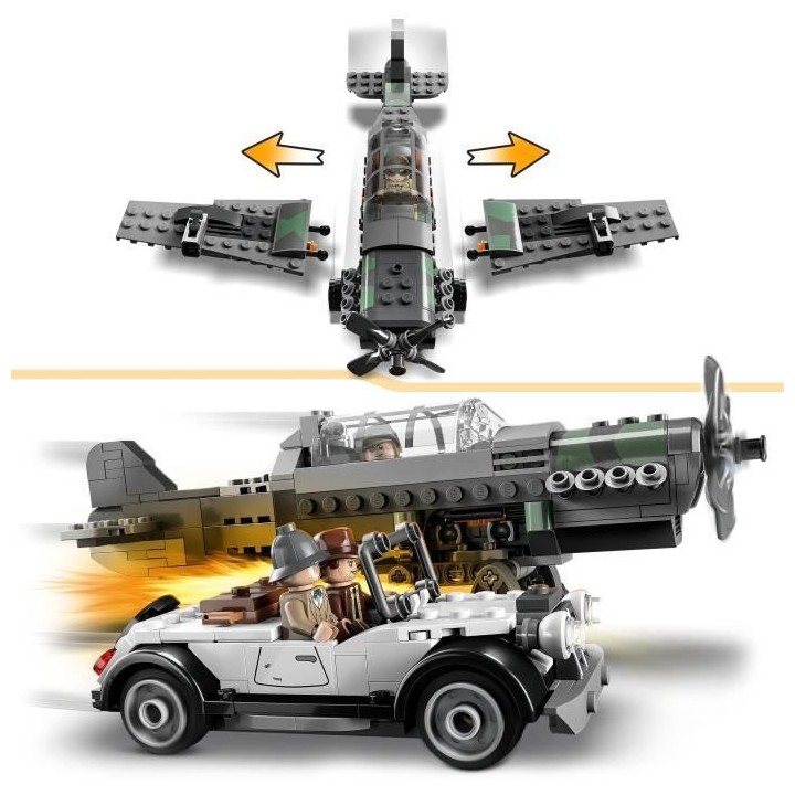 LEGO Indiana Jones 77012 La Poursuite en Avion de Combat, Jouet avec M