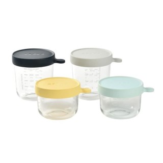 BÉABA Coffret 4 portions verre, pots de conversation (150ml yellow /