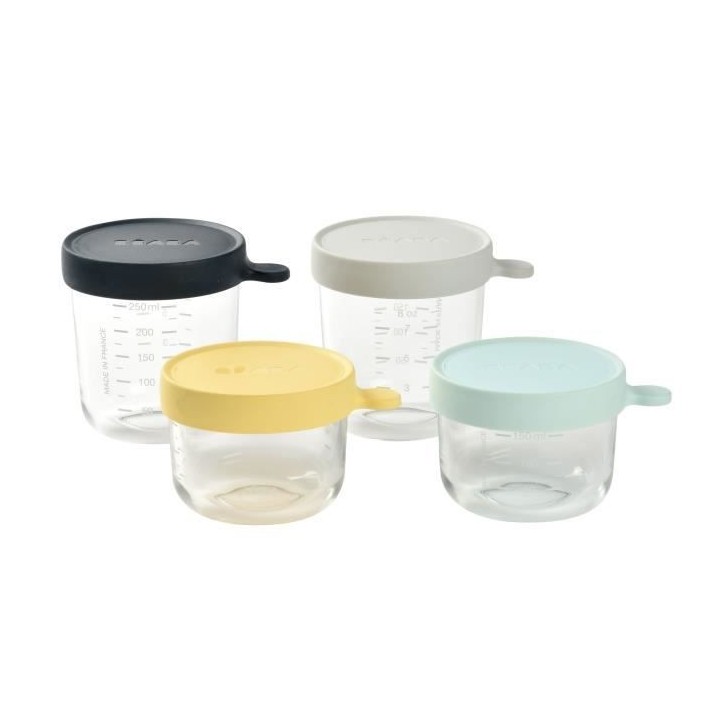 BÉABA Coffret 4 portions verre, pots de conversation (150ml yellow /
