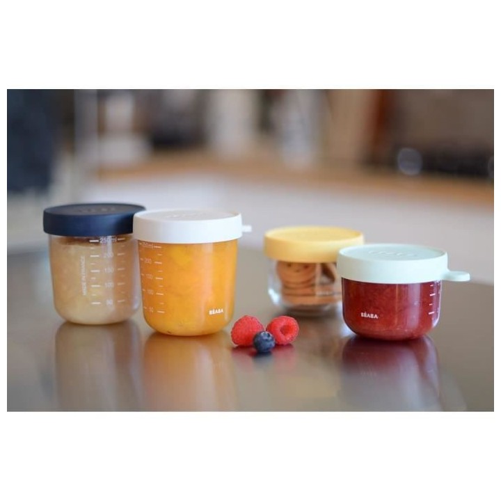 BÉABA Coffret 4 portions verre, pots de conversation (150ml yellow /