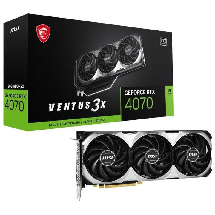 MSI - Nvidia - Carte Graphique - GeForce RTX 4070 VENTUS 3X OC - 12Go