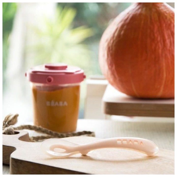 Béaba Repas Cuillere Silicone 2eme Âge Rose