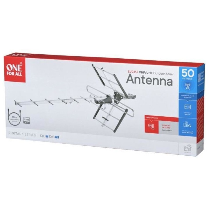 Antenne TV Extérieure ONE FOR ALL SV9357 Professional Line VHF/UHF am
