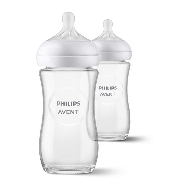 Lot de 2 Biberons Natural 3.0 PHILIPS AVENT SCY933/02 - 240 ml - En verre