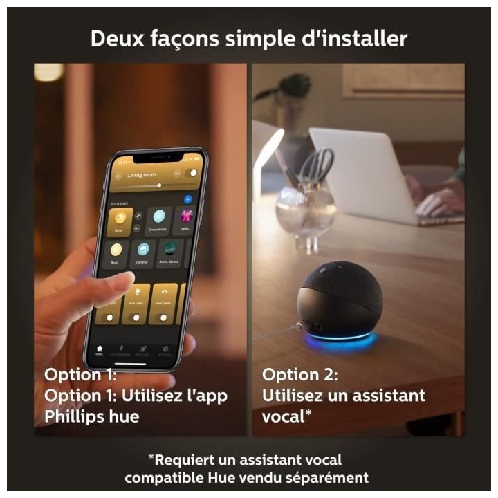 Philips Hue White Ambiance, ampoule LED connectée E27, équivalent 60