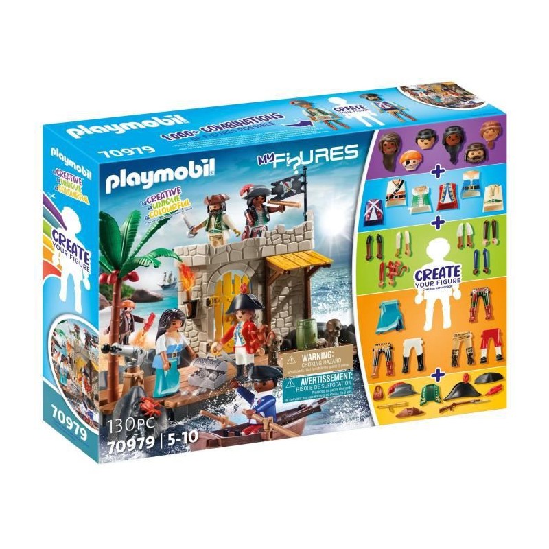 PLAYMOBIL - 70979 - My Figures: Ilôt des pirates - Figures - Combine tes personnages Histoire & Imaginaire