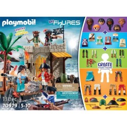 PLAYMOBIL - 70979 - My Figures: Ilôt des pirates - Figures - Combine tes personnages Histoire & Imaginaire