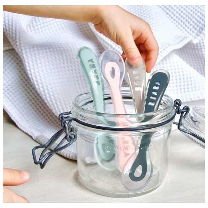 Béaba Repas Set de 4 Cuillleres Silicone 2eme Âge