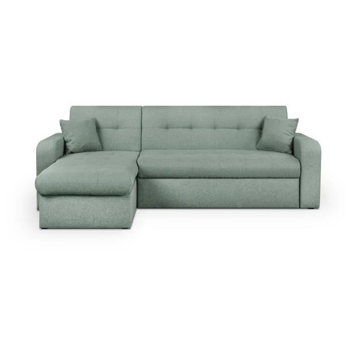 Canapé d'angle convertible et réversible 3 places ROMAN - Tissu vert