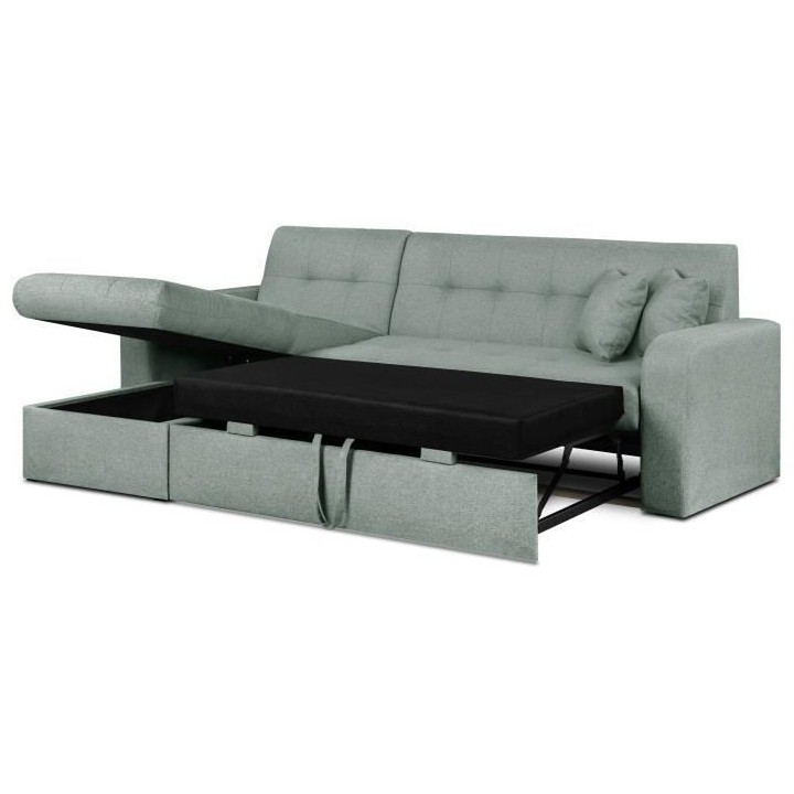 Canapé d'angle convertible et réversible 3 places ROMAN - Tissu vert