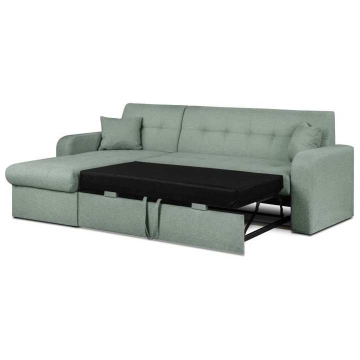 Canapé d'angle convertible et réversible 3 places ROMAN - Tissu vert