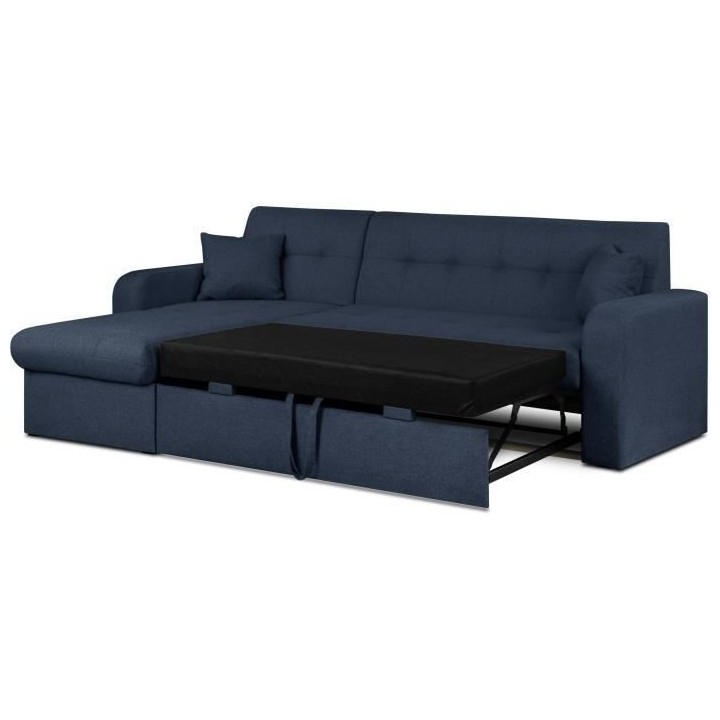 Canapé d'angle convertible et réversible 3 places ROMAN - Tissu bleu