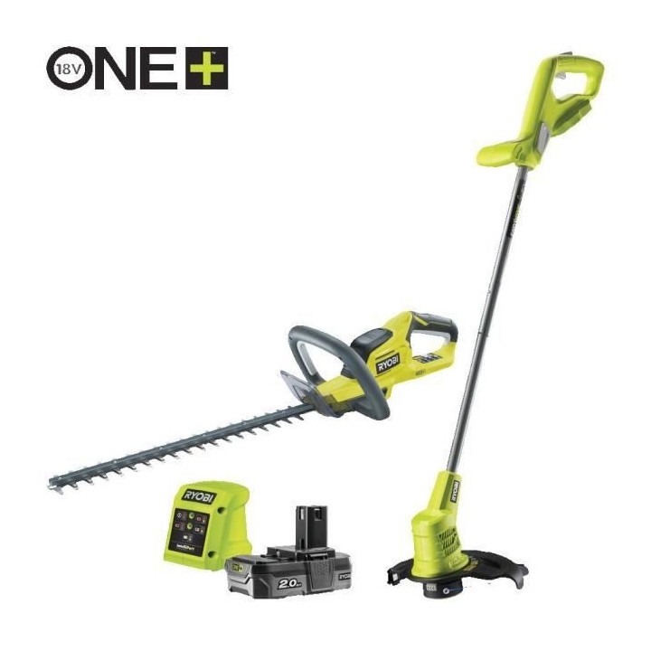 Taille haies RYOBI Duo ONE+ 18V 45cm RHT1845 + Coupe-bordures 25cm RLT