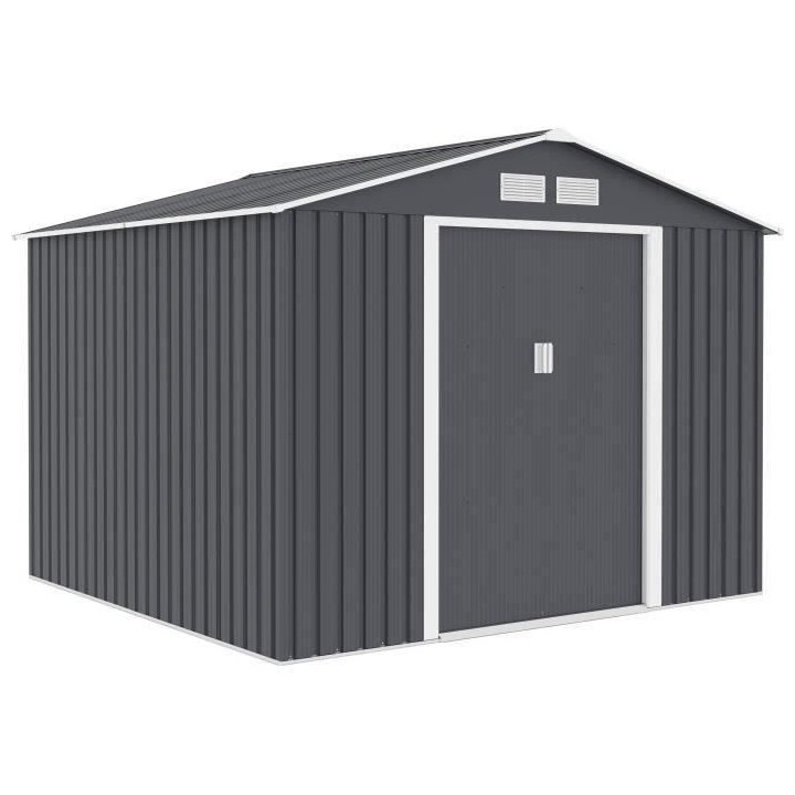 Abri de jardin en métal 6,3 m² - 261 x 241 x 198 cm - Kit d'ancrage