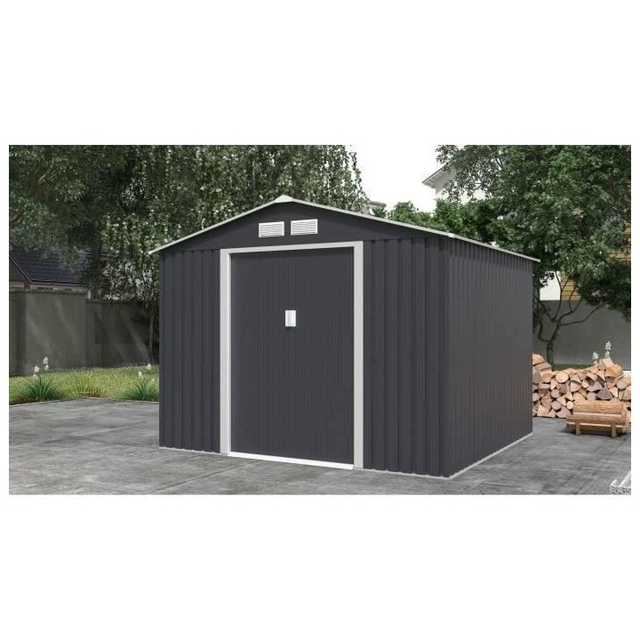Abri de jardin en métal 6,3 m² - 261 x 241 x 198 cm - Kit d'ancrage