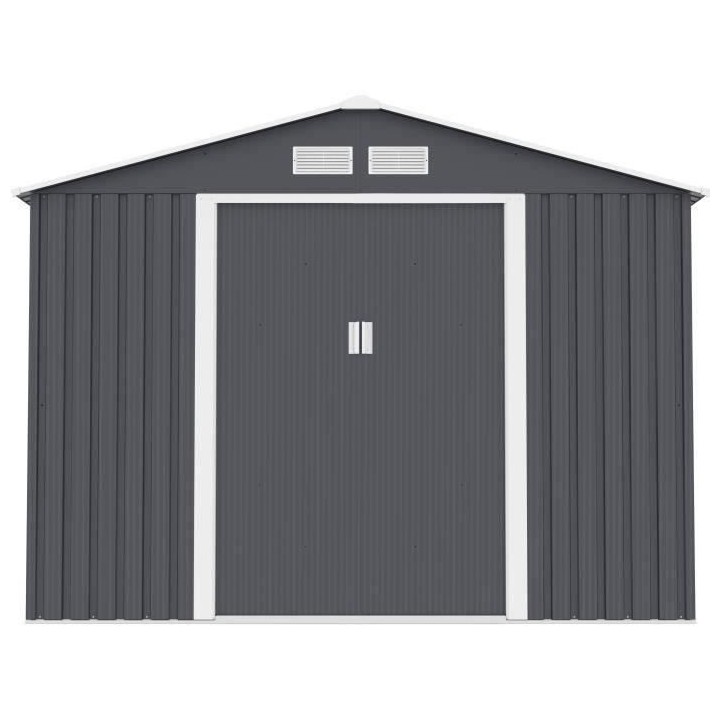 Abri de jardin en métal 6,3 m² - 261 x 241 x 198 cm - Kit d'ancrage