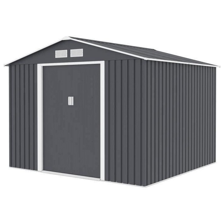 Abri de jardin en métal 6,3 m² - 261 x 241 x 198 cm - Kit d'ancrage