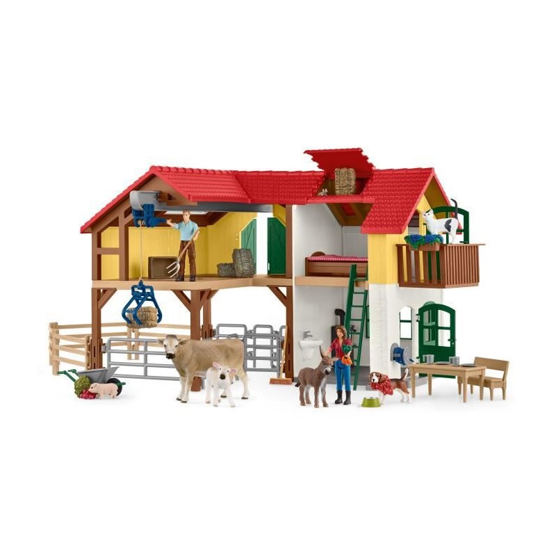 SCHLEICH - Ferme avec étable et animaux - 42407 - Gamme Farm World