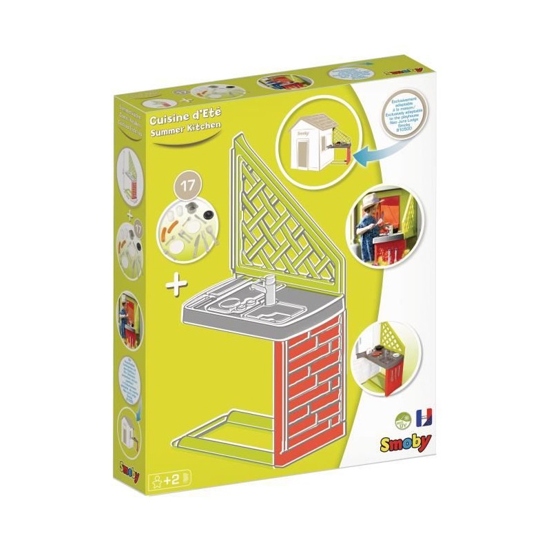 SMOBY Cuisine d'été adaptée aux maisons Smoby compatibles - 17 accessoires inclus