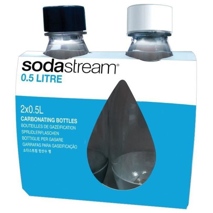 SODASTREAM Bouteille de gazéification Fuse 0.5 L blanc, noir - Lot de