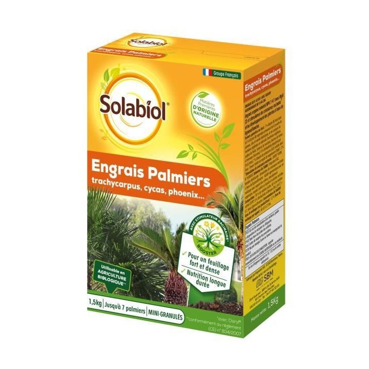 SOLABIOL SOPALMY15 Engrais palmiers et plantes mediterraneennes 1,5 Kg