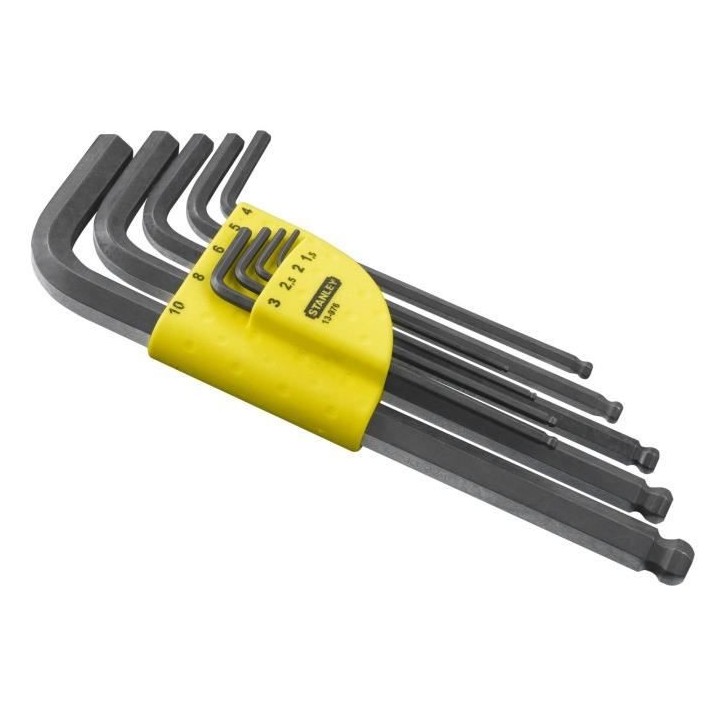 Clé mâle longue a tete sphérique de 1,5 mm a 10 mm STANLEY - 1-13-9