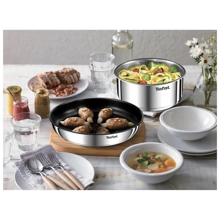 TEFAL INGENIO L896S504 Batterie de cuisine 5 pieces, Induction, Inox,