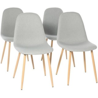 CLODY Chaises - Tissu gris - Lot de 4 - L 45 x P 53 x H 85 cm