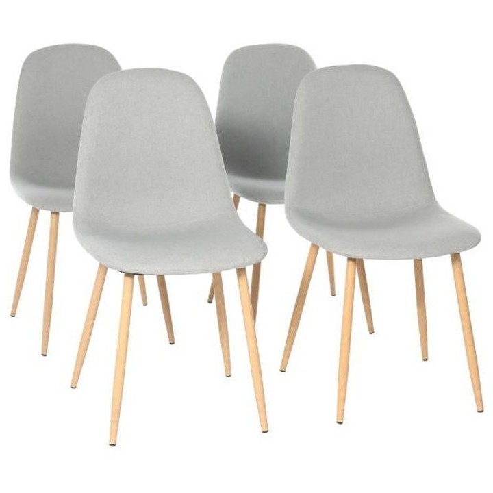 CLODY Chaises - Tissu gris - Lot de 4 - L 45 x P 53 x H 85 cm